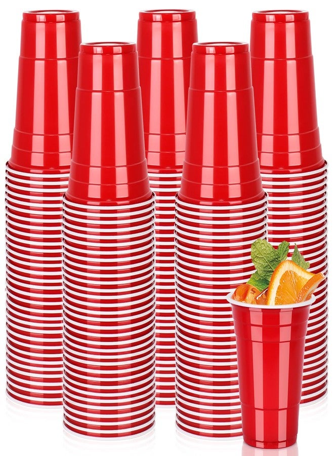 Pineburg 100 Pack 16 oz Valentine's Day Plastic Cups, Red Disposable Cups for Drinking Snacks,Plastic Party Cups for Carnival Weddings Birthday Party Supplies(red) - Image 1